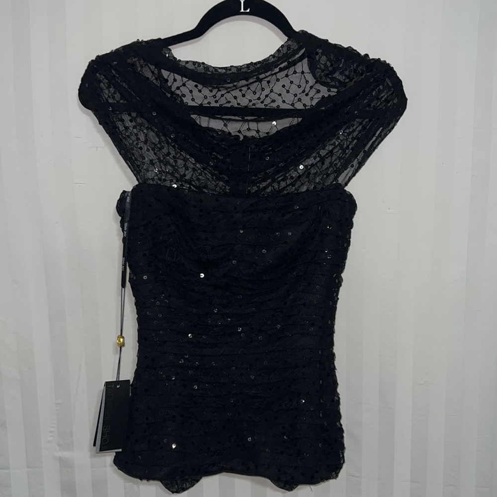 Vintage tadashi shoji black sequin top
